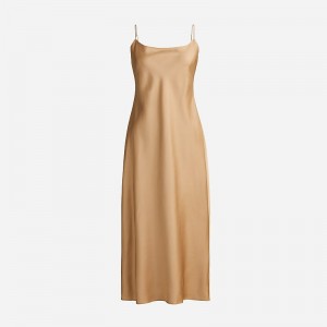 Camel J.Crew Gwyneth slip dress luster charmeuse | J.Crew Factory | NIQUY6348