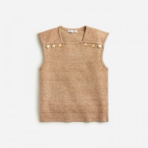 Camel White J.Crew Sweater shell with buttons in merino-linen blend | J.Crew Factory | OMLSP2361