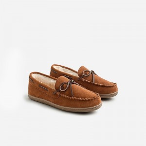 Caramel Suede J.Crew Lined wool slippers | J.Crew Factory | UCXVK7304