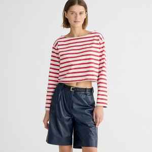 Carter Stripe Natural R J.Crew Cropped boatneck T-shirt in mariner cotton | J.Crew Factory | CQTLB0428