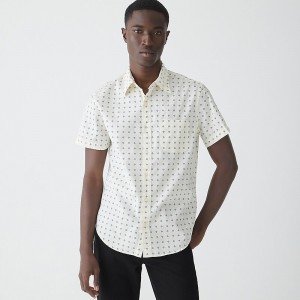 Caspar Diamond Ivory In J.Crew Short-sleeve Secret Wash cotton poplin shirt with point collar | J.Crew Factory | VIYMB1970