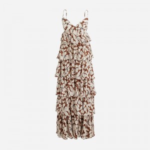 Chocolate Floral J.Crew Collection ruffle-tier dress in chiffon | J.Crew Factory | ATCMJ4136