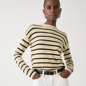 Clay Black J.Crew Cropped bouclé Rollneck™ sweater in stripe | J.Crew Factory | TQEJW4970