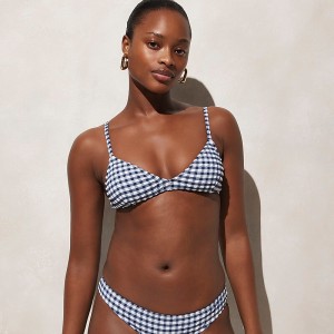 Dark Evening J.Crew French bikini top in gingham | J.Crew Factory | QNCUR8061