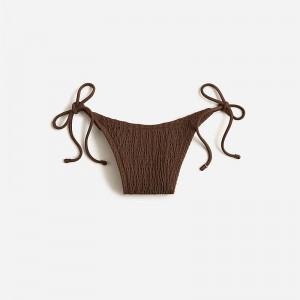 Dark Fudge J.Crew Smocked string bikini bottom | J.Crew Factory | JEKIQ4630