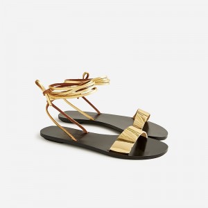 Dark Gold J.Crew Carsen made-in-Italy lace-up sandals in metallic leather | J.Crew Factory | EOWQK5740