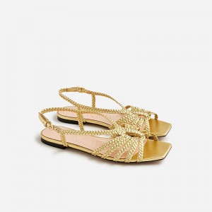 Dark Gold J.Crew New Capri braided sandals in metallic leather | J.Crew Factory | QKRJP6391