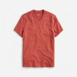 Dark Guava J.Crew Sueded cotton V-neck T-shirt | J.Crew Factory | EMJST2071