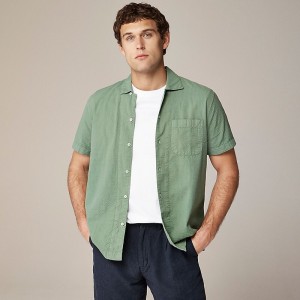 Dark Ivy J.Crew Short-sleeve garment-dyed seersucker camp-collar shirt | J.Crew Factory | UXREN7435