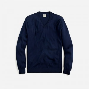 Dark Navy J.Crew Merino wool V-neck sweater | J.Crew Factory | BRYNE5241