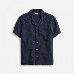 Darkest Indigo J.Crew Textured camp-collar sweater-tee in stripe | J.Crew Factory | MXEGJ9832