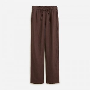 Deep Chocolate J.Crew Soleil pant in striped linen | J.Crew Factory | MRWIL8540