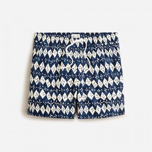 Diamond Block Navy Ivor J.Crew 5" stretch swim trunk with ECONYL® nylon | J.Crew Factory | MTAOJ0468