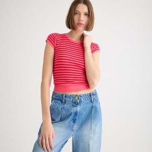 Dragonfruit Cardinal J.Crew Ribbed featherweight cashmere T-shirt | J.Crew Factory | ZXVAB2849