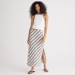 Eleanor Stripe J.Crew Gwyneth slip skirt in striped linen | J.Crew Factory | SFOIJ9364