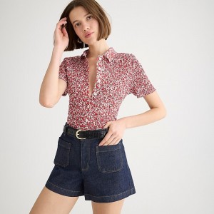 Elizas Red J.Crew Smocked button-up shirt in Liberty® Eliza's Red fabric | J.Crew Factory | WCMDJ6435