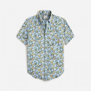 Field Flower Blue Gold J.Crew Short-sleeve Secret Wash cotton poplin shirt | J.Crew Factory | TQMLI2790