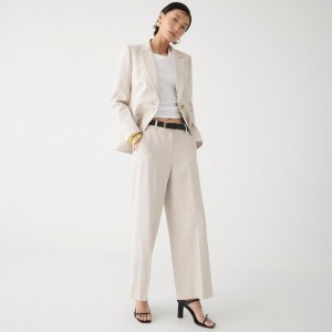 Flax Ivory J.Crew Sydney pant in stretch linen blend | J.Crew Factory | TIKCF4975