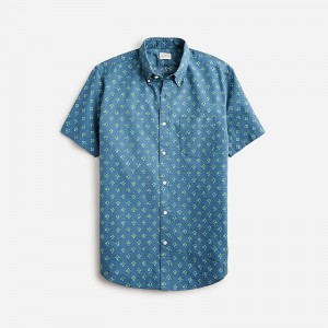 Flower Stamp Shadow Blu J.Crew Short-sleeve yarn-dyed seersucker shirt | J.Crew Factory | HFVTZ9062