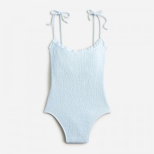 Fresh Air J.Crew Smocked tie-shoulder one-piece swimsuit | J.Crew Factory | PIEDC6374