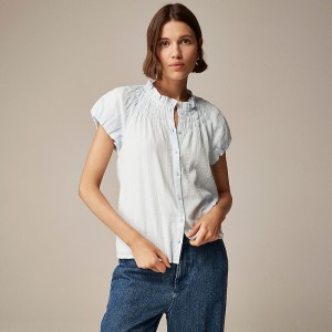 Fresh Air J.Crew Smocked-neck top in textured gauze | J.Crew Factory | WCBOP0792