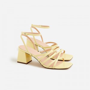 Fresh Lemon J.Crew Layne strappy-sandal heels in metallic leather | J.Crew Factory | MYSQT3829