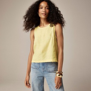 Fresh Lemon J.Crew Maxine button-back top in linen | J.Crew Factory | BTPZS9710