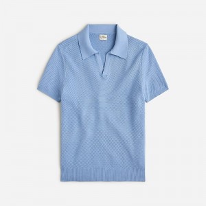 Fresh Pond J.Crew Short-sleeve cotton mesh-stitch johnny-collar sweater-polo | J.Crew Factory | NIXVS8593