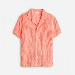 Geometric Orange J.Crew Short-sleeve corded terry camp-collar shirt | J.Crew Factory | RPING7863