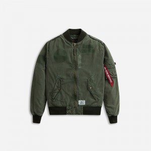 Green J.Crew Alpha Industries® L-2B rip-and-repair flight jacket | J.Crew Factory | LPDVO4326