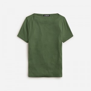 Green J.Crew Fine-rib fitted boatneck T-shirt | J.Crew Factory | OWEJH1754