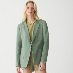 Green J.Crew Helena blazer in stretch linen blend | J.Crew Factory | WUHIR8132