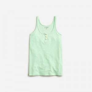 Green J.Crew Henley tank top in stretch linen blend | J.Crew Factory | NYJBE5128