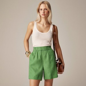 Green J.Crew Long Tropez short in linen | J.Crew Factory | OUMFV0519