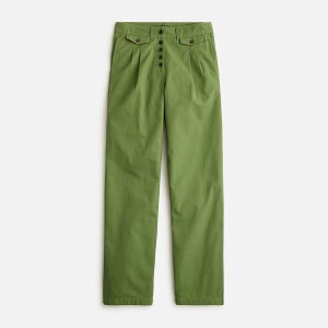 Green J.Crew Pleated button-front pant in chino | J.Crew Factory | HQAUI5694