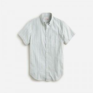 Greenwood Stripe Ivory J.Crew Short-sleeve Broken-in organic cotton oxford shirt | J.Crew Factory | IDUQW8692