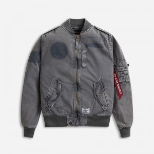 Grey J.Crew Alpha Industries® L-2B rip-and-repair flight jacket | J.Crew Factory | KBXDZ7069