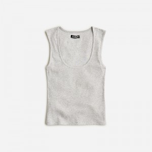 Grey J.Crew Cropped fine rib scoopneck tank top | J.Crew Factory | DCSGU0618