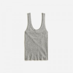 Grey J.Crew Featherweight cashmere ribbed tank top | J.Crew Factory | ATVOY9216