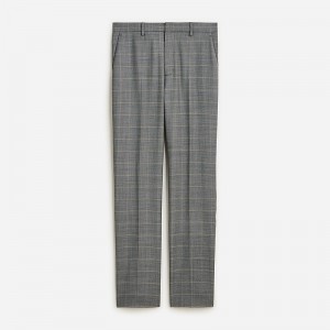 Grey Khaki Windowpane J.Crew Bowery dress pant in stretch wool blend | J.Crew Factory | VERTZ3078