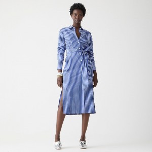 Harbor View J.Crew Long-sleeve button-up shirtdress in striped cotton poplin | J.Crew Factory | ZKGUI6470