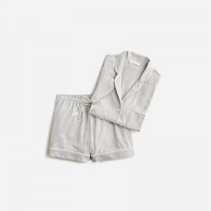 Heather Grey J.Crew Short-sleeve pajama short set dreamy cotton blend | J.Crew Factory | ALZRI2358