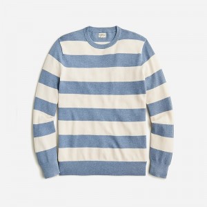 Hthr Bluestone Stripe J.Crew Cotton piqué-stitch crewneck sweater | J.Crew Factory | GBLJK7893