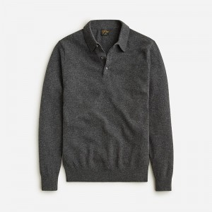 Hthr Charcoal J.Crew Cashmere collared sweater-polo | J.Crew Factory | JEFKC2403