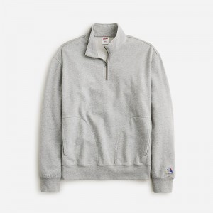 Hthr Chrome J.Crew Relaxed-fit lightweight french terry quarter-zip sweatshirt | J.Crew Factory | PZFLQ1948