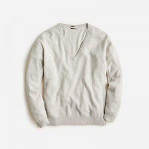 Hthr Fog J.Crew Cashmere relaxed V-neck sweater | J.Crew Factory | SZGML0453