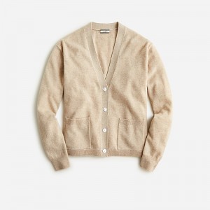 Hthr Stone J.Crew Cashmere patch-pocket cardigan sweater | J.Crew Factory | LBETN4925