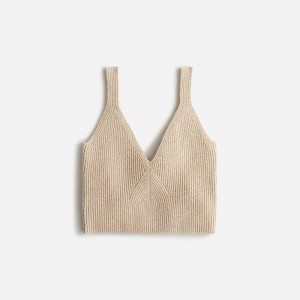 Hthr Stone J.Crew Cashmere-blend cropped sweater-tank | J.Crew Factory | IQCAB7132