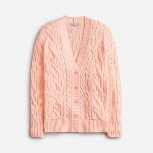 Iced Peach J.Crew Cable-knit cardigan sweater | J.Crew Factory | HKVGS3095