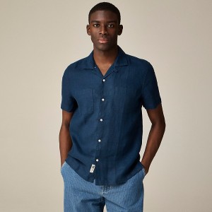 Ink J.Crew Short-sleeve camp-collar shirt in Irish linen | J.Crew Factory | YBUSC6578